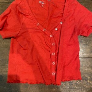 Women's Red Button-Up Top